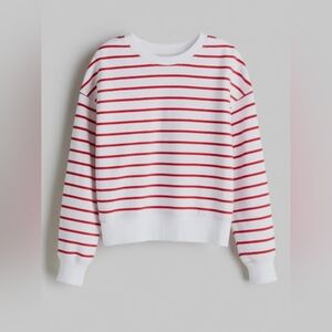 H&M White Top with Red Stripe Detail -NWT